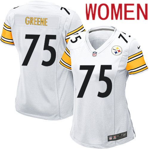 Women Pittsburgh Steelers #75 Joe Greene Nike White Game NFL Jersey->women nfl jersey->Women Jersey